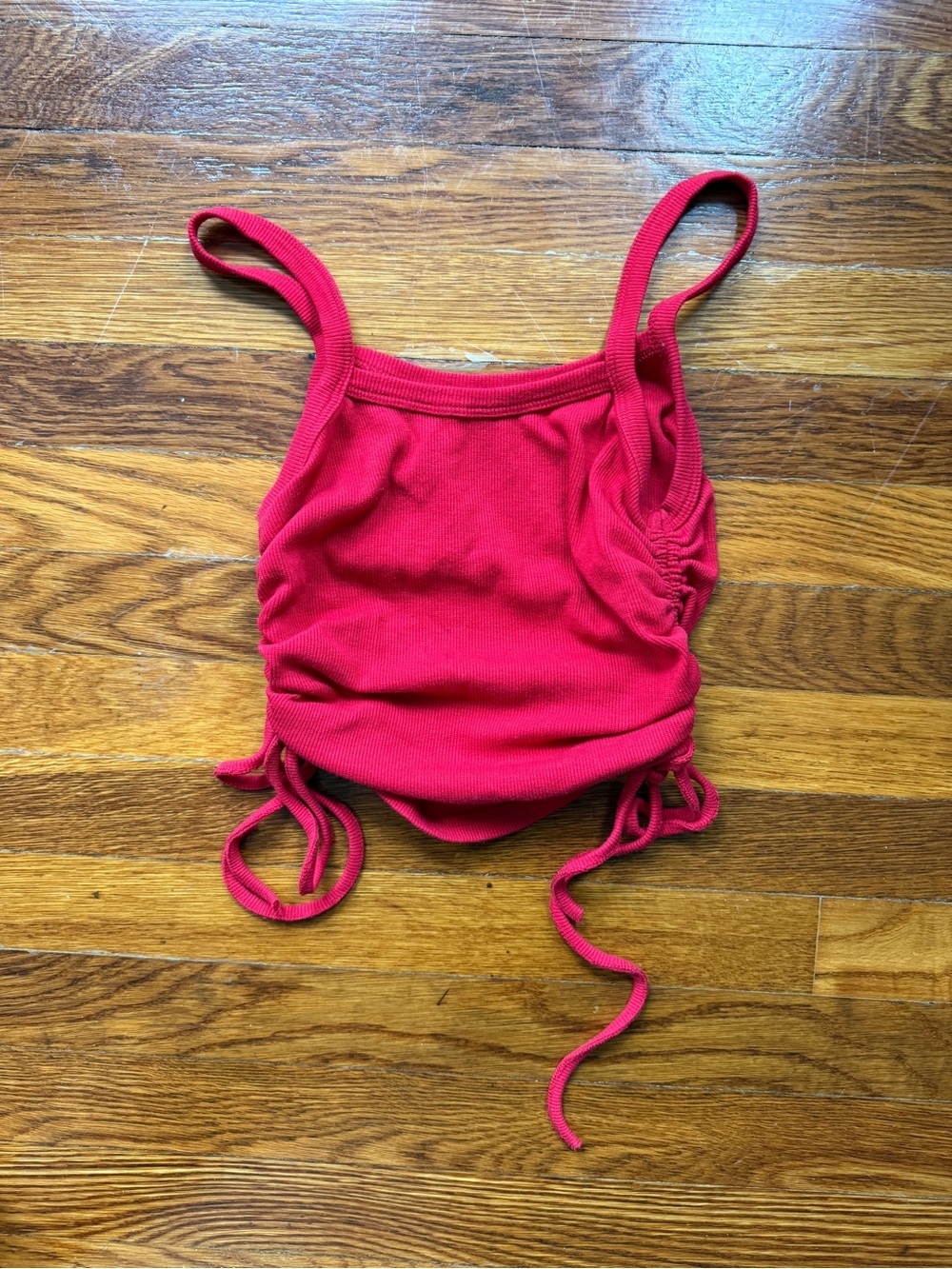 Amazon Red Ruched Side-Tie Tank Top